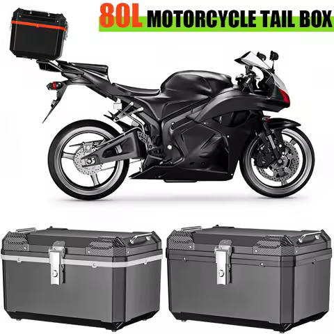 80L Plastic Large Capacity Motorcycle Tail Box Helmet Rear Tool Cases Anti-theft Lock Waterproof Lug