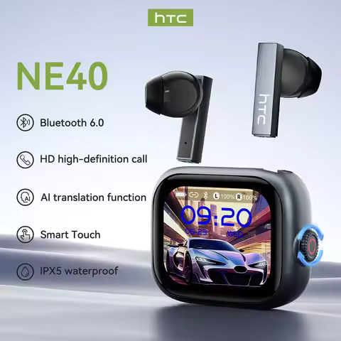 HTC NE40 TWS Bluetooth 6.0 AI Real‑time Translation ENC Noise Reduction 48H Playtime IPX5 Waterproof