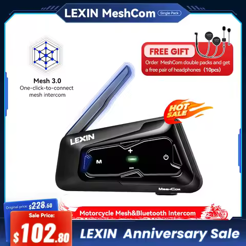 LEXIN-MeshCom Motorcycle MESH&Bluetooth Headset Intercom ,With Mesh Communication System, Parallel A