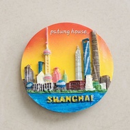 Fridge Magnet Fridge Magnet Souvenir Country Shanghai Shang Hai China Round Orange ORANGE