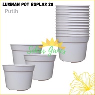 Boom Lusinan Pot Bunga 20 Putih Polos Pot Bunga Hias Plastik Lusinan