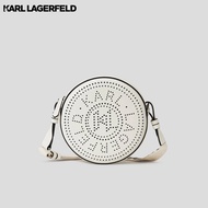 KARL LAGERFELD - K/CIRCLE ROUND PERFORATED LOGO CROSSBODY BAG