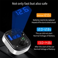 、‘】【； Car Bluetooth 5.0 FM Transmitter Dual USB PD Type C Fast Charge Car Charger Bluetooth Microphone Handsfree Car FM Modulator