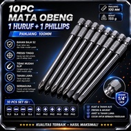 MATA 10Pcs Hex Steel Magnetic Screwdriver Bits 1/4 Inch 100mm Shank Slot PH1 PH2