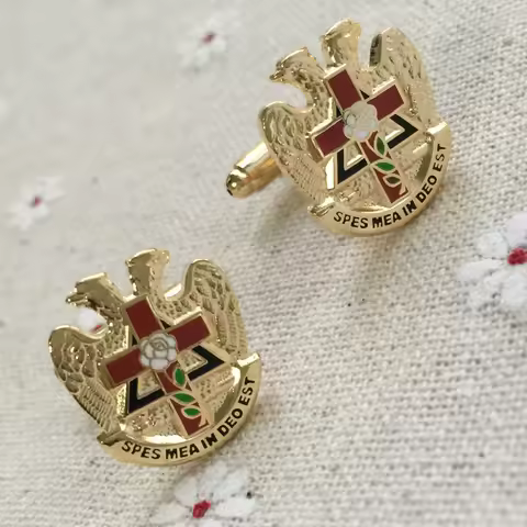 Free Masons Cuff Links Sleeve Button Pins Scottish Rite Rose Croix Cross 32 Degree Masonic Masonry F