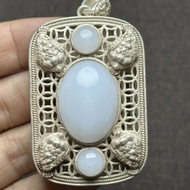 Retro Old Silver Tibetan Silver Qianlong Year Made Auspicious Pixiu Double Dragon Pendant Pendant Ne