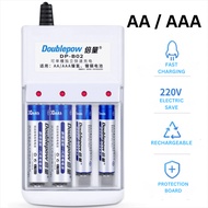 Doublepow Charger Baterai 4 Slots Batre AA/AAA Fast Charging