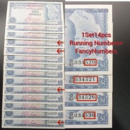 1Set14pcsRuningNumbers+FancyNumbers 100%New Malaysia S3 RM1 Tun Ismail Duit Lama (CollectiblesOnly)