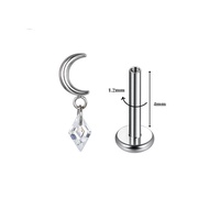 Titanium F136 moon earrings with diamond-shaped stones