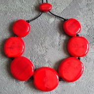 Red necklace, murano glass necklace, lampworking