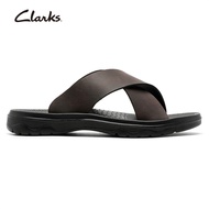 Clarks รองเท้าผู้ชาย รุ่น Mens Penryn Mule Dark Brown Lea Men Sandals Cross Strap Lazy Slippers Plus