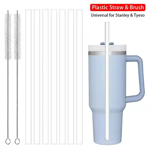 New 9mm Straight Drinking Straws Vacuum Tumbler Themos Cup Bottle Replacement Straw with Brush Suita