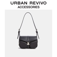 URBAN REVIVO ใหม่ผู้หญิงอุปกรณ์เสริมแฟชั่นกระเป๋าสะพายอเนกประสงค์ AW02TB2N2009 Black