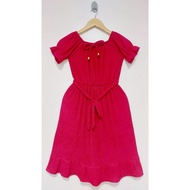 kids puff sleeve bark crepe ribbon dress can fit 8 yr old up to 10 yr old