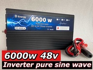 อินเวอร์เตอร์เพียวซายเวฟ 6000w 12/24/48v to 220v inverter pure sine wave แท้ แปลงไฟแบตเตอรี่เป็นไฟบ้