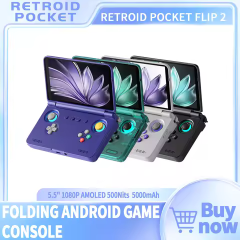 2025 Retroid Pocket Flip2 Retro Handheld Game Console Android13 5.5 Inch AMOLED Touch Screen Video P