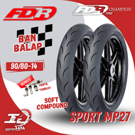 (FREE PENTIL BESI) BAN LUAR FDR CHAMPION SPORT MP 27 (90/80-14) RING 14 / -14 BAN MATIC TUBELESS MP2