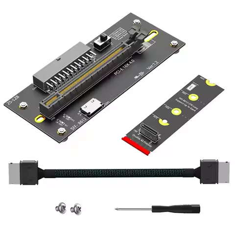 ABIJ-M 2 To PCIE 4.0 X16 Riser Cable With Oculink SFF-8612/8611 32G/Bps Support For M2 SSD M-Key 224