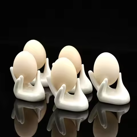 5pcs/set Hand Shape Porcelain Egg Cup Holder White Porcelain Container Office Desktop Tea Cup Holder