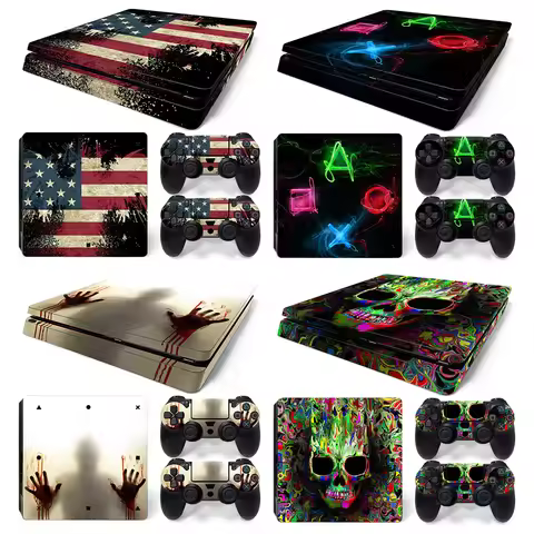 Skin Wrap for PS4 Slim Console Full Vinyl Decal Cover Protective Film for PS4 Slim Controller