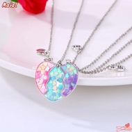 MAIAL 3Pcs Matching Heart Pendant Necklace, Cute Friendship BFF Necklaces, Alloy Friendship Jewelry 
