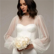 Blouse bolero Dots Tulle Wedding Dress Buttons