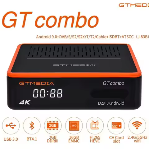 GTMEDIA GT COMBO Amlogic S905X3 TV Box DVB-S2/T2/C 2G Ram 16G Rom 2.4G 5G WiFi BT4 4K Android 9.0 DV
