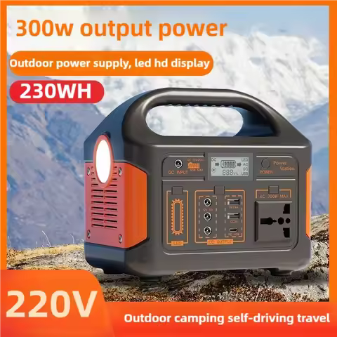 300W Portable Power Station 230Wh LiFePo4 Batterie 220V Emergency Energy Storage Supply LED Light fo