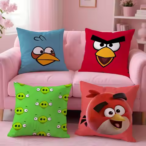 Animation A-A-Angry Birds Cartoon Pillow Case Anti-dustmite Pillowcase Invisible zipper silky short 