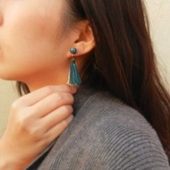 *coucoubird*雙色流蘇魚子醬耳夾/白.土耳其藍