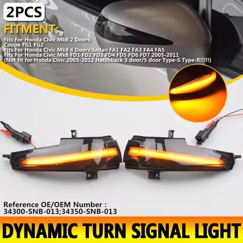 Dynamic Blinker Turn Signal LED For Honda Civic Mk8 Sedan FD1 FD2 FD3 for Civic 2D FG1 FG2 4D FA1 FA