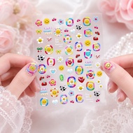 Graffiti Dopamine Smiley Colorful Apple Manicure Sticker Cartoon ins Cute Smiley Girl Heart Nail Sti