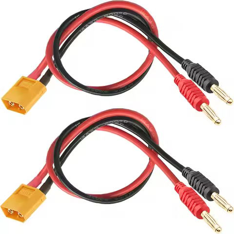 2 Pairs XT60 Charging Cable,Connector Plug to 4mm Banana Connector Adapter Charger 14AWG 30CM Cable 