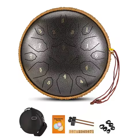 12 Inch Steel Tongue Drum with Handbag Drumsticks 15 Notes D Tone Ethereal Drum Yoga Meditation Soun