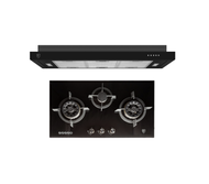 EF EFH 9733 WT VGB [86cm] Glass Cooker Hob + EF EFCH 9236T BK [90cm] Semi Integrated Hood Package Bundle!!