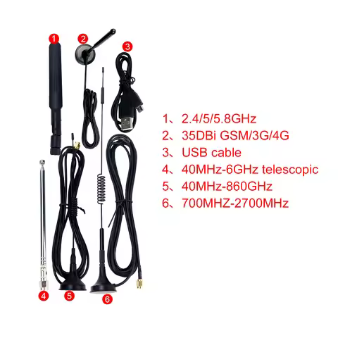 HamGeek 5PCS Hackrf One Antennas and 1 USB Cable can be Used for Hackrf One SDR Radio Receiver Ham R