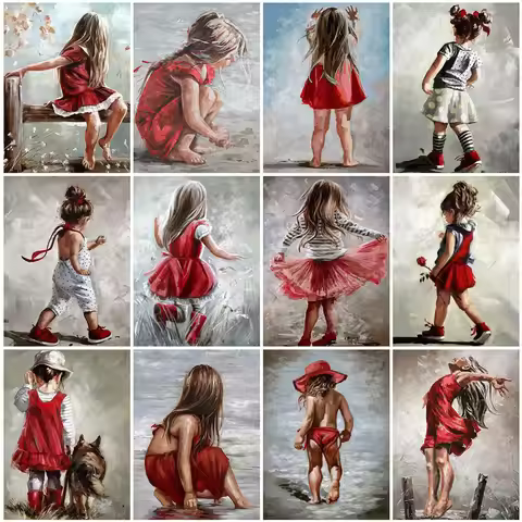 Evershine 5D DIY Diamond Painting Girl Black Red Diamond Embroidery Portrait Diamond Mosaic Full Lay