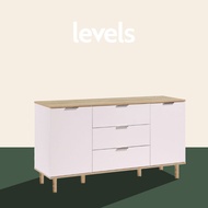 VHIVE Hamburg 1.4m Sideboard (Oak White Walnut 140cm Storage Cabinet Cupboard)