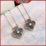 VCA Four Leaf Clover Obsidian with Diamond Fashion Women's Necklace