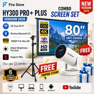 HY300 PRO+ PLUS ORI BELI 1 PERCUMA 1 Kombo Skrin Android Projektor 4k 5G Sistem Teater Rumah Pawagam