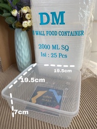 NEW THINWALL DM/KOTAK MAKAN SQ KOTAK SAMA SEGI 2000ML 1 DUS 150 SET