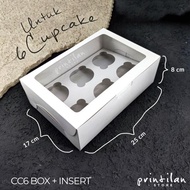 CC6 - Box 17x25x8cm untuk 6 Cupcake PUTIH + lubang /Dus Muffin Puding murah