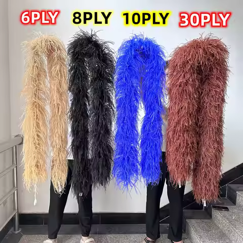 2M Coffee Ostrich Feather Boa 2 8 10 20 30 Ply Fluffy Feather Shawl for Wedding Carnival Clothing De
