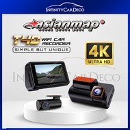 Asianmap DVR-T40 3" Dashcam Front 4K & Rear with WiFi, Built-in GPS & ADAS (Included 64GB SD Card)