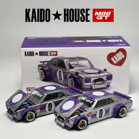 Kaido House + MINIGT Nissan Skyline 2000 GTR KPGC10 Kaido Works V1 Chase alloy Car Model 165