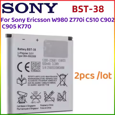 2pcs /lot Original BST-38 Battery For Sony Ericsson W980 Z770i C510 C902 C905 K770 930mAh