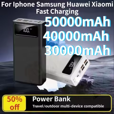 50000mAh 40000mah Power Bank 30000mah PowerBanks Battery Digital Display for Iphone Samsung Huawei X