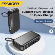 Essager พาวเวอร์แบงค์ 15000mAh 65w พร้อมสายเคเบิล ชาร์จเร็ว สองทาง รองรับ samsung 45w IP 29w สําหรับ