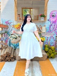 สาวอวบ ชุดออกงานสีขาว เดรสงานบวช เดรสออกงานไซส์ใหญ่ เดรสเรียบร้อย เดรสโบว์เรียบหรู อก 38-44 นิ้ว เอว