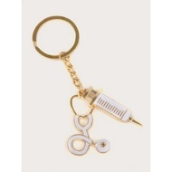 Keychain for medical, medical, doctor, stethoscope and needle shape